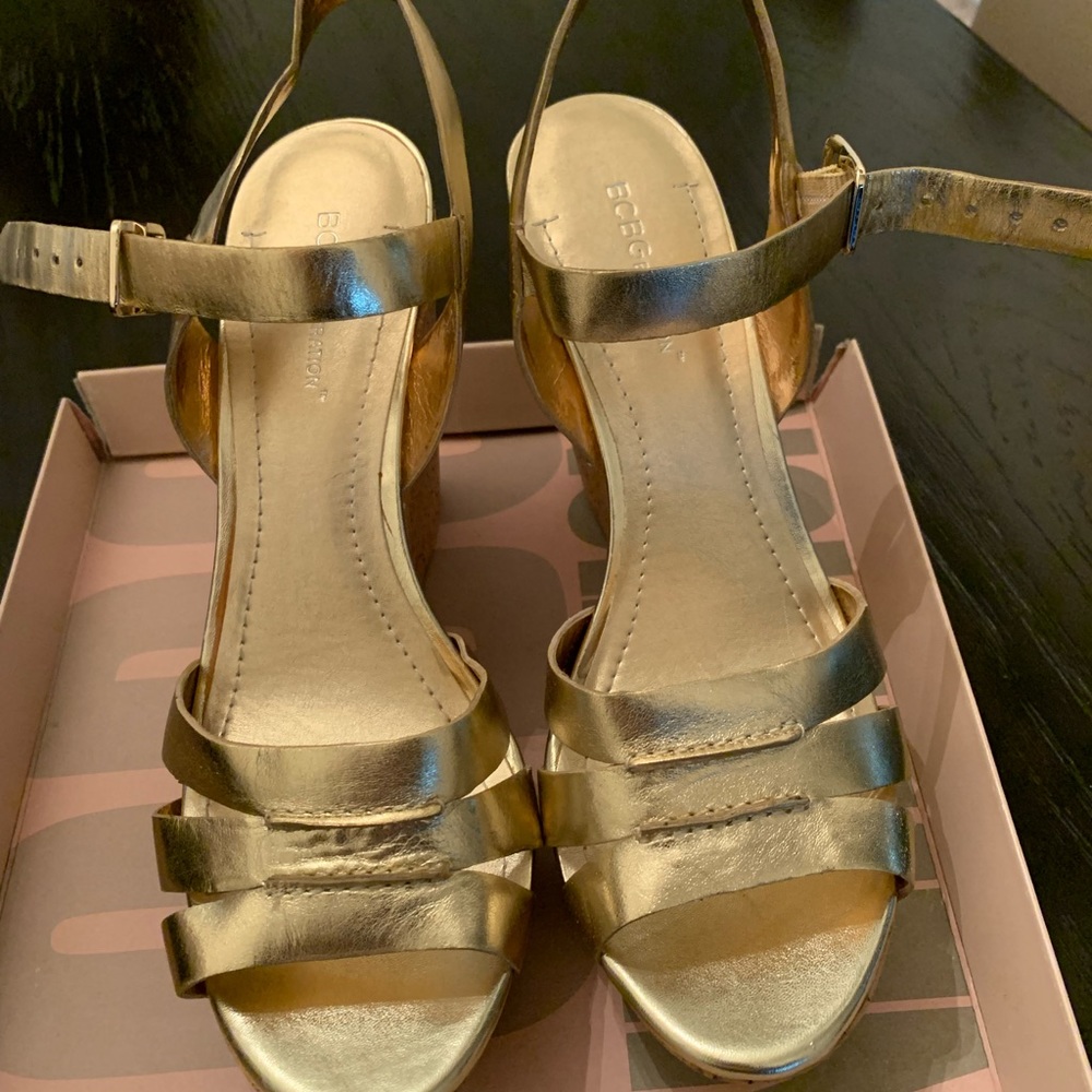 Gold wedge sandals size 10